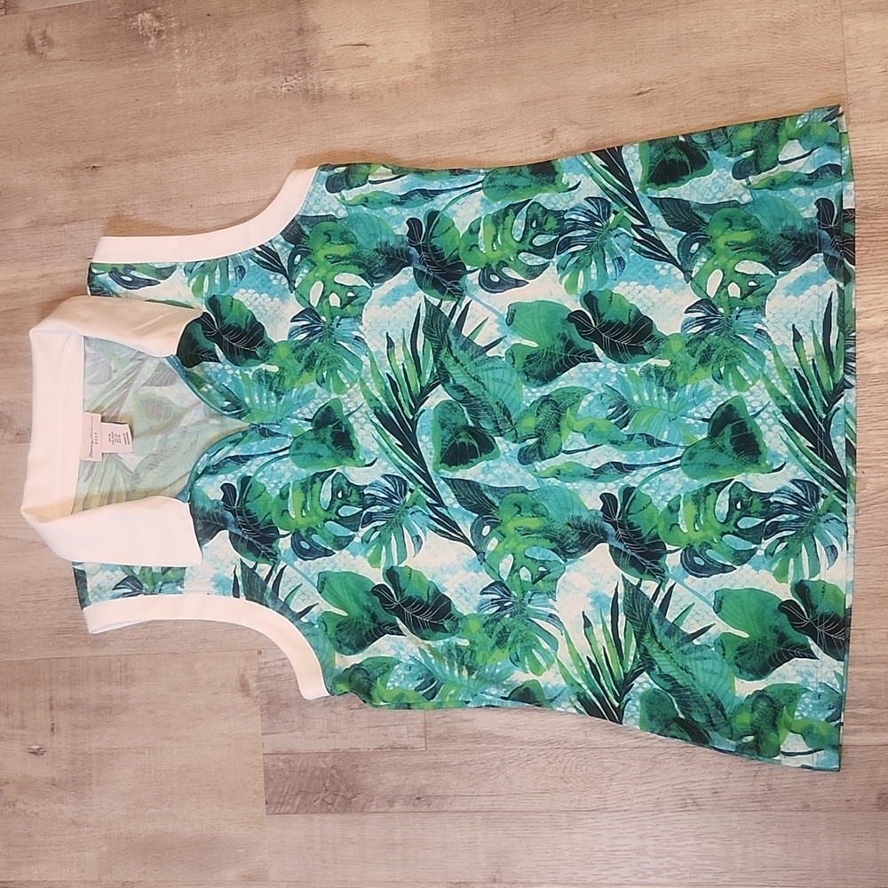 Tommy Bahama Golf Polo Shirt Womens Medium Blue Green Floral 1/4 Zip Stretch‎